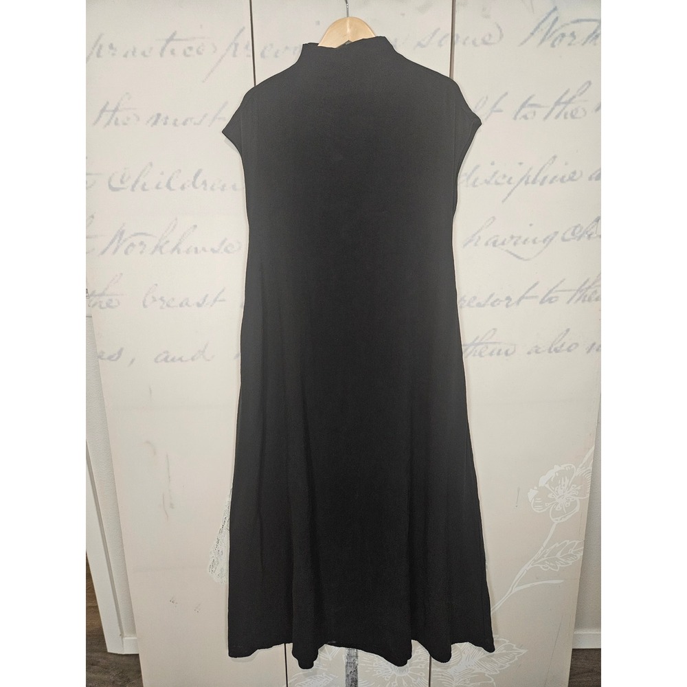 Zara Black Mock Neck Sleeveless‎ Maxi Dress with Pockets Size XS Minimalist LBD